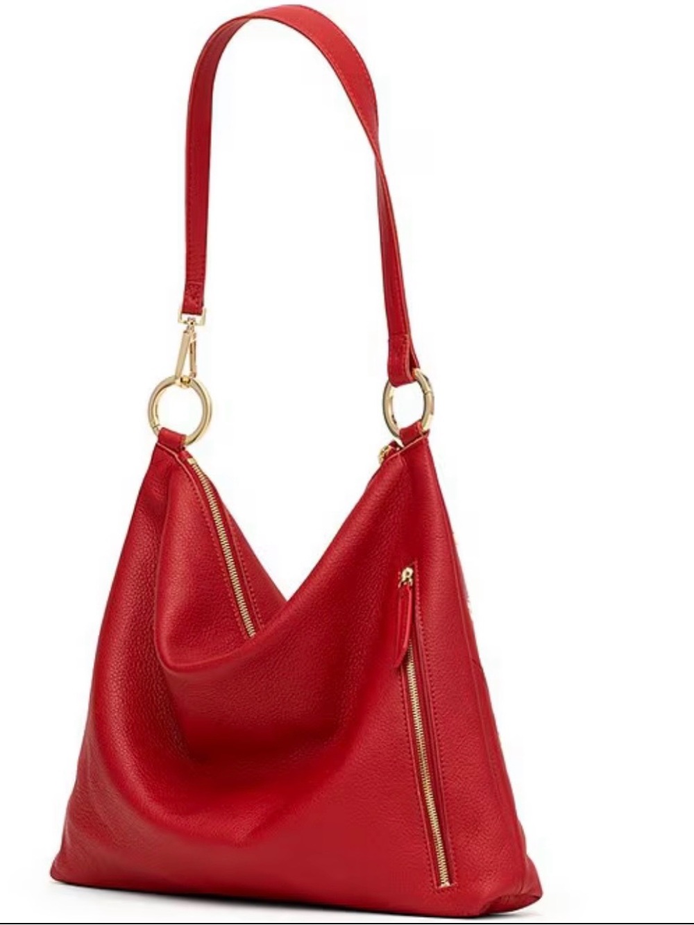 NWT Hammitt Kyle Large Chili Red Pebbled Leather Brushed Gold Shoulder Bag - Picture 4 of 8